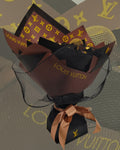 Brown, black and gold Louis Vuitton-inspired designer candy bouquet